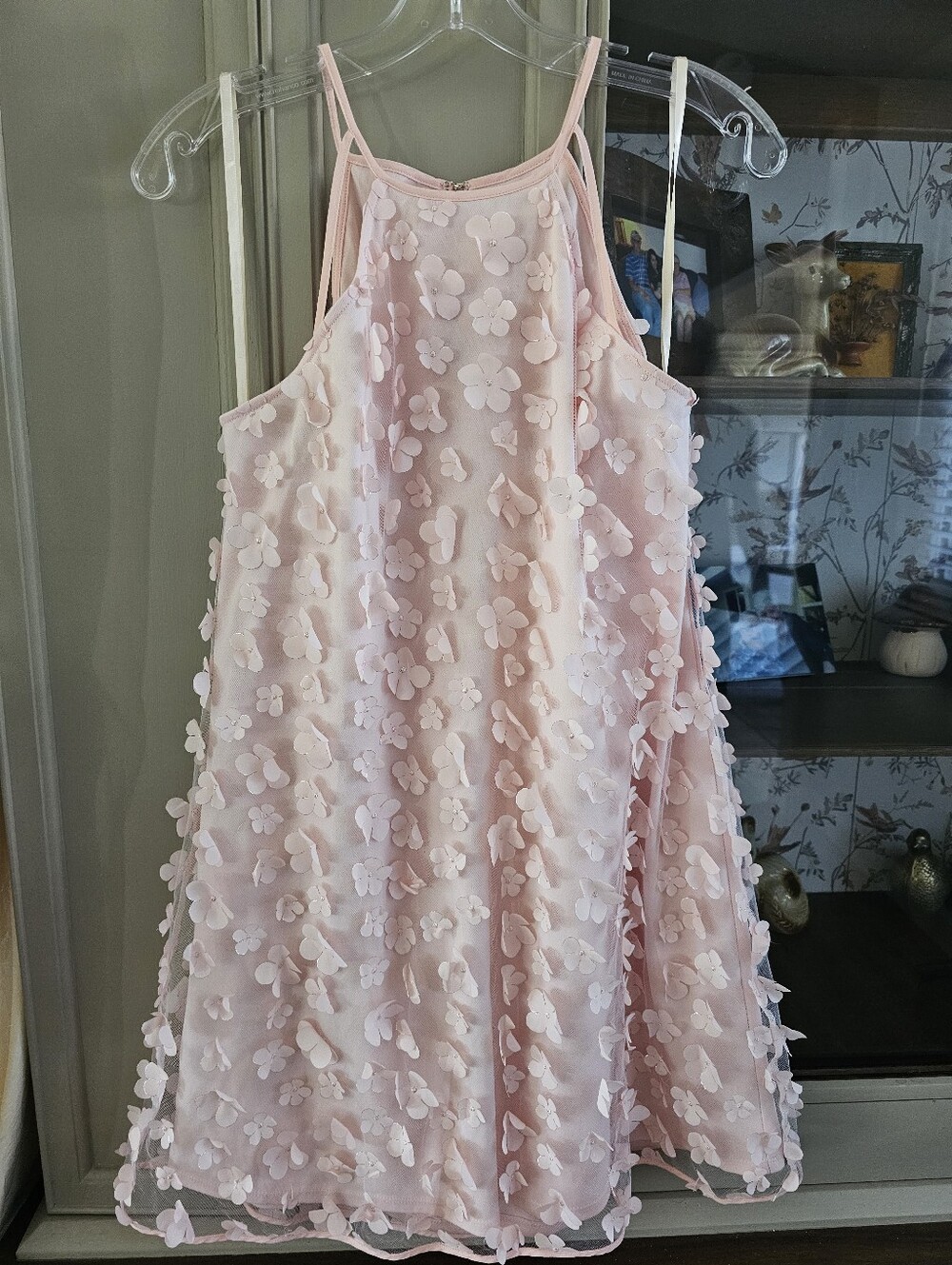 BCBGeneration Blush Pink 3D Floral Applique Halter Mini Dress Womens Size M